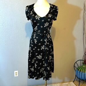 Betsy Johnson women’s fit and flare polka dot bow print dress size 6